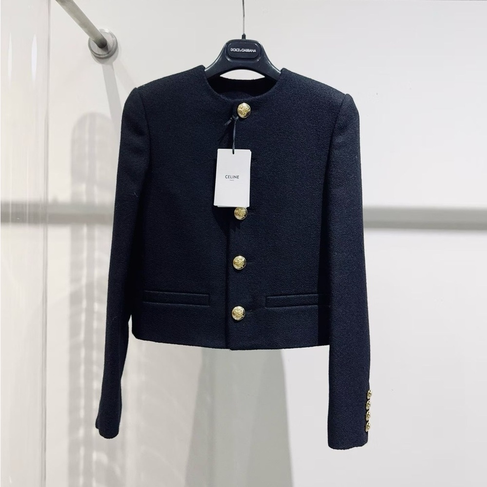 Authentic Celine Black Blazer with Gold Accents